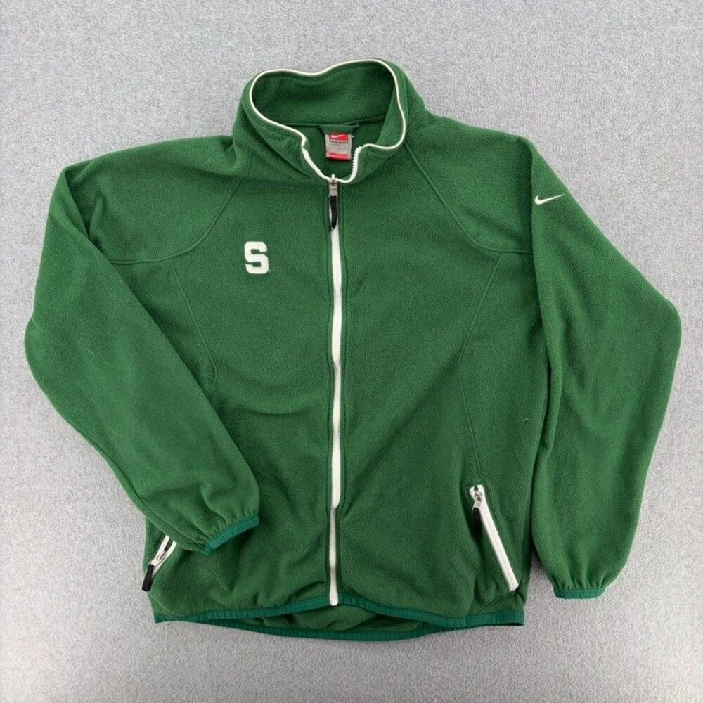Vintage Nike Michigan State Spartans Therma Fleece Full Zip Jacket XL Y2K Rare